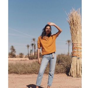 Madewell || ‘Raw Edge Henley Tee’ Burnished Caramel